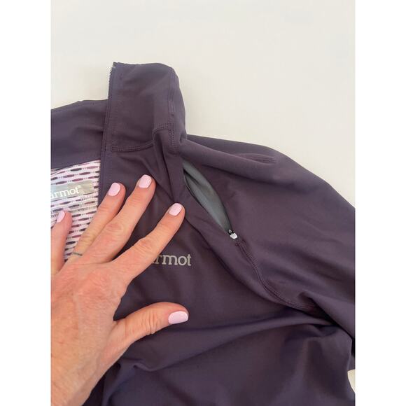 MARMOT WOMENS LIGHTWEIGHT LONG SLEEVE PULLOVER 3/4 ZIP JACKET BASELAYER PURPLE - Picture 4 of 13